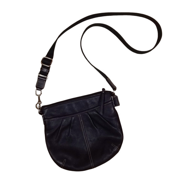 Coach Black Leather SwingPack Crossbody Purse - Picture 1 of 10